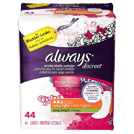 The Palm Tree Group Always Discreet Light Incontinence Liner Light Absorbency DualLock One Size Fits Most Female Disposable - 3700088631