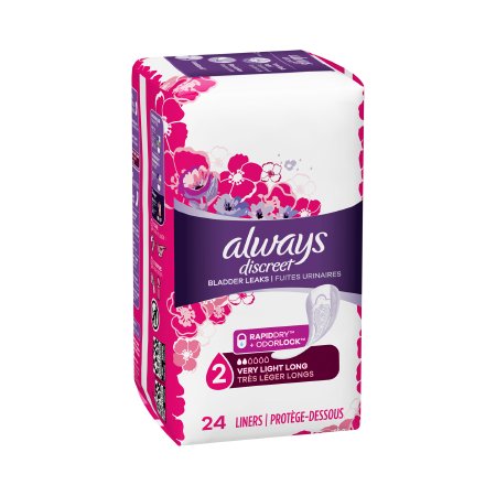 Always Discreet Light - Incontinence Liner Light Absorbency DualLock Core One Size Fits Most Adult Female Disposable - 03700088631