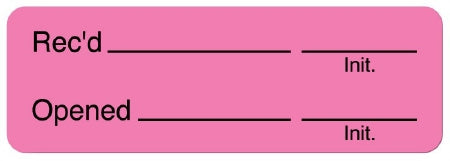 United Ad Label UAL Pre-Printed Label Communication Fill In Rec'd ________ ________ Init. / Opened ________ _________ Init. Fluorescent Pink 1/2 X 1-1/2 Inch - ULCL239