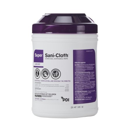 Professional Disposables Super Sani-Cloth Surface Disinfectant Germicidal Wipe 160 Count Canister Disposable Alcohol Scent - Q55172