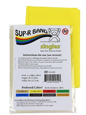 Fabrication Enterprises Sup-R Band Exercise Resistance Band Yellow 5 Inch X 5 Foot X-Light Resistance - 10-6301-30