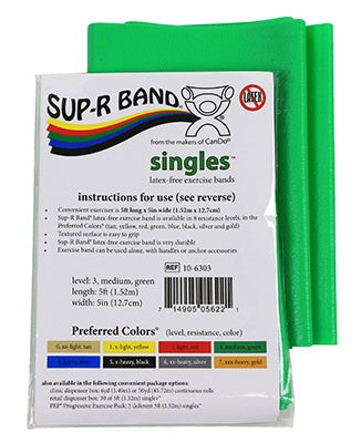 Sup-R Band - Exercise Resistance Band Green 5 Inch X 5 Foot Medium Resistance - 10-6303-30