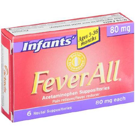 Taro FeverAll Infants' Pain Relief 80 mg Strength Acetaminophen Rectal Suppository 6 per Box - 51672211402