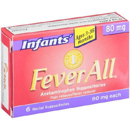 FeverAll - Infants' Pain Relief 80 mg Strength Acetaminophen Rectal Suppository 6 per Box - 51672211402