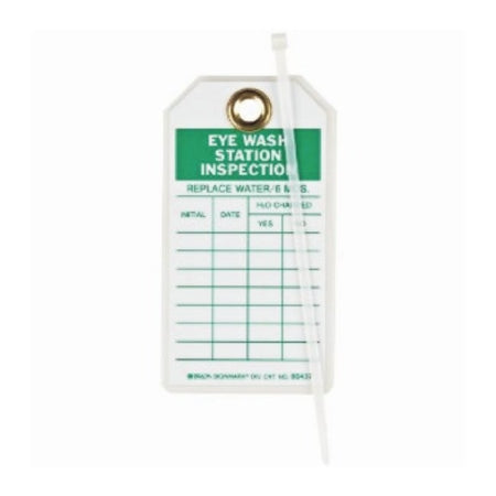 Fisher Scientific Brady Inspection Tag Eye Wash Station Green / White 3 X 5-3/4 Inch - 19040387