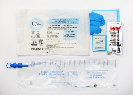 Cure Medical Cure Catheter Intermittent Catheter Closed System / Coude Tip 14 Fr. - CS14C