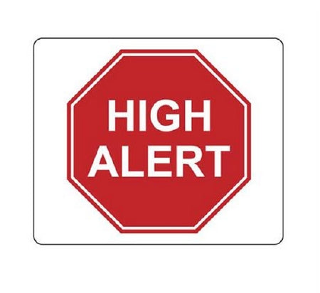 Market Lab Inc Pre-Printed Label Warning Label HIGH ALERT Red 3 X 3.62 Inch - 4650