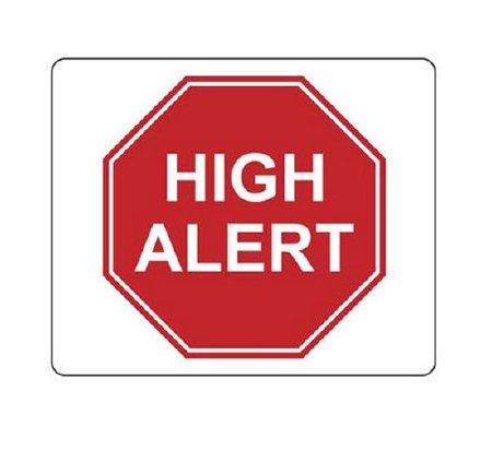 Market Lab - Pre-Printed Label Warning Label Red Paper High Alert White Alert Label 3 X 3.625 Inch - 4650