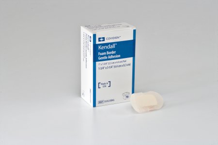 Cardinal Kendall Border Foam Gentle Adhesion Silicone Foam Dressing 1-3/4 X 3-1/4 Inch Rectangle Silicone Adhesive with Border Sterile - 55523BG