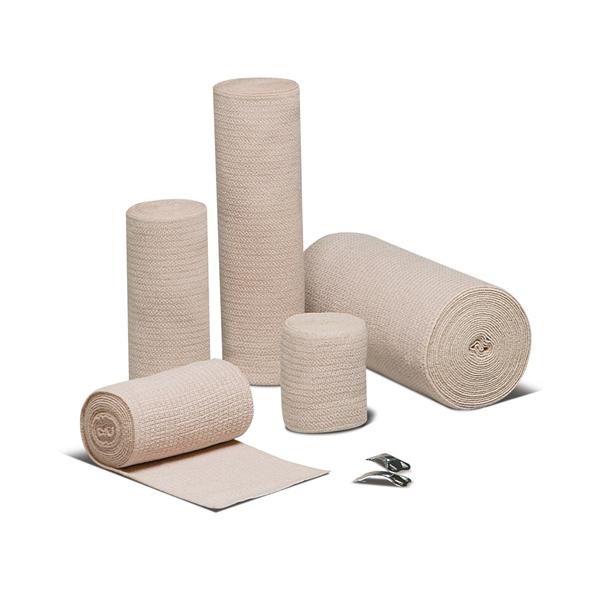 Hartmann USA Bandage Reb 4"X5Yd Stretch Elastic Clip Closure Tan Lf Sterile 10/Ca - 34400000