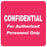 Tabbies HIPAA Labels "CONFIDENTIAL FOR AUTHORIZED PERSONNEL ONLY", Red - 2"W x 2"H, -  500 per Roll - 40570