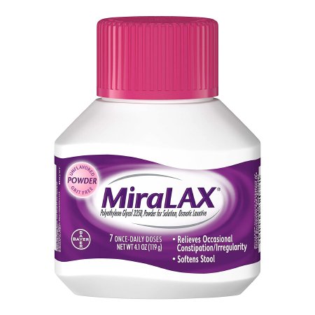 MiraLAX - Laxative Unflavored Powder 4.1 oz. 17 Gram Strength Polyethylene Glycol 3350 - 11523723402