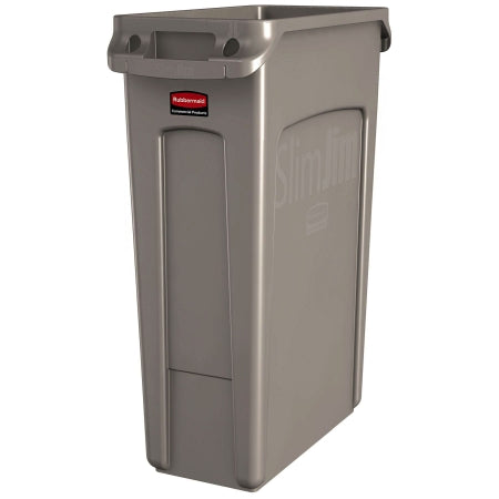 Saalfeld Redistribution Slim Jim Trash Can 23 gal. Rectangular Beige LLDPE Open Top - FG354060BEIG