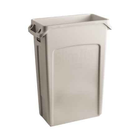 Rubbermaid Slim Jim - Trash Can 23 gal. Rectangular Beige LLDPE Open Top - FG354060BEIG