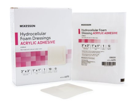 McKesson McKesson Foam Dressing 3 X 3 Inch Square Acrylic Adhesive with Border Sterile - 4670