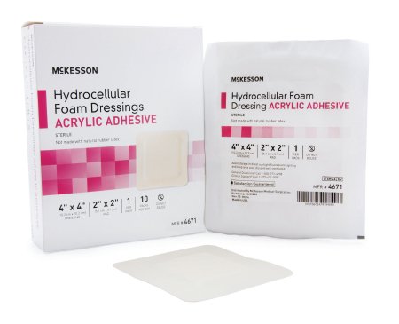 McKesson McKesson Foam Dressing 4 X 4 Inch Square Acrylic Adhesive with Border Sterile - 4671