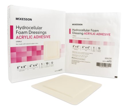 McKesson Foam Dressing 6 X 6 Inch Square Acrylic Adhesive with Border Sterile - 4672