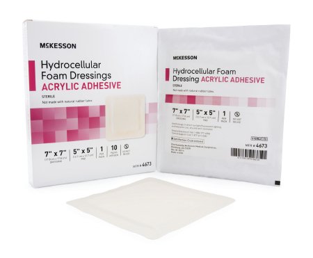 McKesson McKesson Foam Dressing 7 X 7 Inch Square Acrylic Adhesive with Border Sterile - 4673