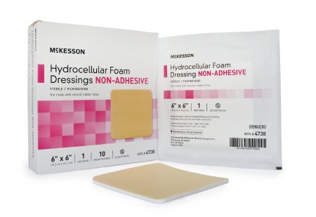 McKesson McKesson Foam Dressing 6 X 6 Inch Square Non-Adhesive without Border Sterile - 4738