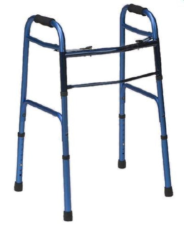 Mabis Healthcare DMI Dual Release Folding Walker Adjustable Height Aluminum Frame 250 lbs. Weight Capacity 32 to 38 Inch Height - 500-1044-0100