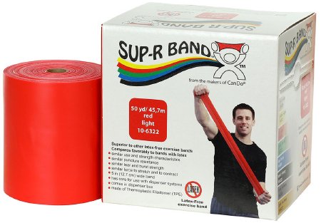 Fabrication Enterprises Sup-R Band Exercise Resistance Band Red 5 Inch X 50 Yard Light Resistance - 1615377