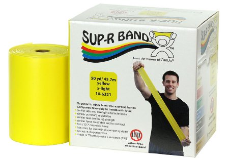 Fabrication Enterprises Sup-R Band Exercise Resistance Band Yellow 5 Inch X 50 Yard X-Light Resistance - 1615012