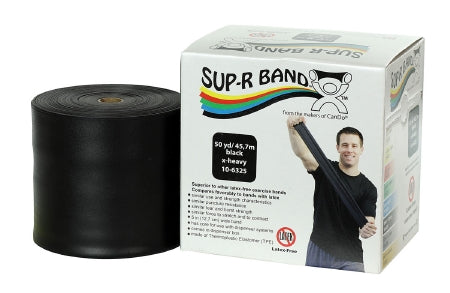 Fabrication Enterprises Sup-R Band Exercise Resistance Band Black 5 Inch X 50 Yard X-Heavy Resistance - 1616473