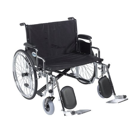 Drive Medical Sentra EC Bariatric Wheelchair Desk Length Arm Padded, Removable Arm Style Spoke Wheel Black 30 Inch Seat Width 700 lbs. Weight Capacity - STD30ECDDA