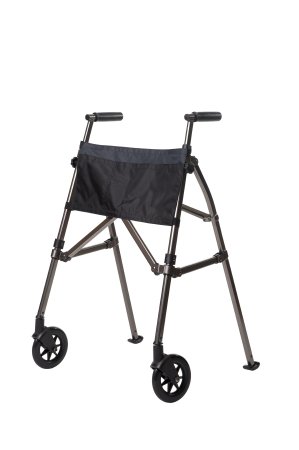 EZ Fold-N-Go - Folding Walker with Wheels Adjustable Height Aluminum Frame 400 lbs. Weight Capacity 32 to 38-1/2 Inch Height - 4300-BW