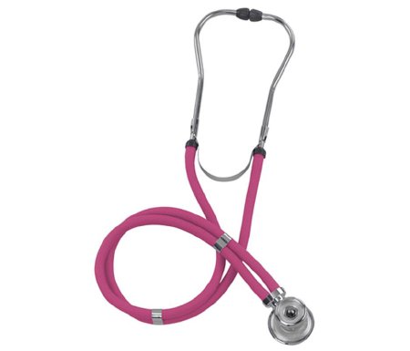 Mabis Healthcare LEGACY Sprague Rappaport Stethoscope Pink 2-Tube 22 Inch Tube Double Sided Chestpiece - 10-414-150