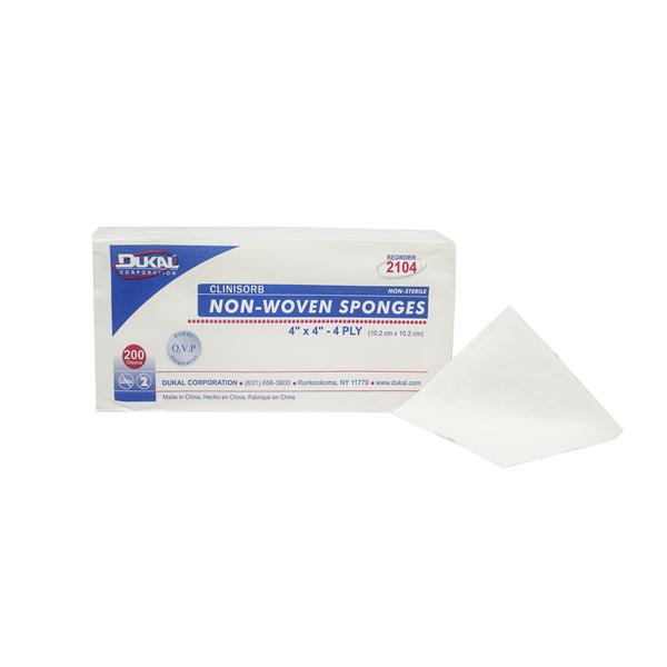 Dukal Corporation Sponge Gauze Clinisorb Rayon/Polyester Blend 4X4" 4 Ply Non-Sterile Lf 200/Bag, 10 Bg/Ca - 2104