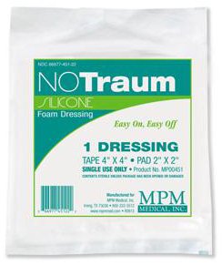 NOTraum - Silicone Foam Dressing 4 X 4 Inch Square Silicone Adhesive with Border Sterile - MP00451