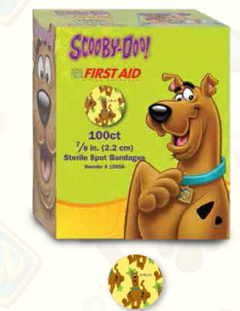 American White Cross - Adhesive Spot Bandage 7/8 Inch Plastic Round Kid Design (Scooby Doo) Sterile - 10658