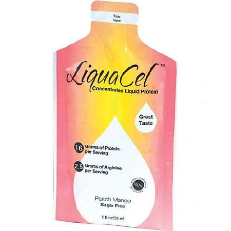 Global Health Products LiquaCel Oral Protein Supplement Peach Mango Flavor 1 oz. Individual Packet Ready to Use - GH86B