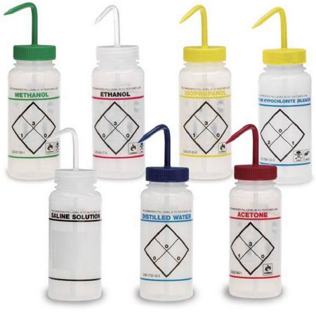Market Lab - Safety Wash Bottle Sodium Hypochlorite Label Plastic 500 mL (16 oz.) - 0627
