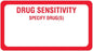 United Ad Label UAL Pre-Printed Label Auxiliary Label DRUG SENSITIVITY SPECIFY DRUG(S) Red 1-5/8 X 3 Inch - ULHN302