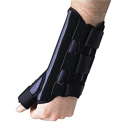 Breg - Cock-Up Wrist Brace with Thumb Spica Aluminum / Foam / Nylon Left Hand Black Small - 10292