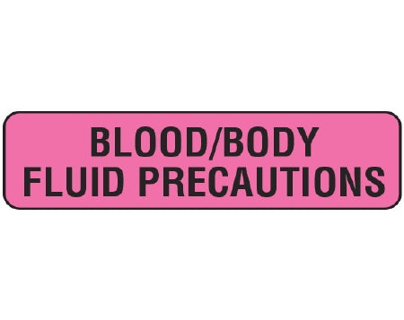 Shamrock Scientific Shamrock Pre-Printed Label Laboratory Use BLOOD/BODY / FLUID PRECAUTIONS Fluorescent Pink 5/16 X 1-1/4 Inch - UPCR-1004