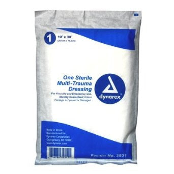 Dynarex - Trauma Dressing Nonwoven Fluff 10 X 30 Inch Rectangle Sterile - 3531
