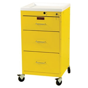Harloff Mini Line Infection Control Cart 18 X 18 X 34.4 Inch 3 Drawers Yellow - 3143B