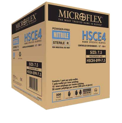 Microflex Medical HSCE4 Cleanroom Glove Size 6.5 Nitrile White 11.4 Inch Beaded Cuff Sterile Pair - HSCE4-899-6.5