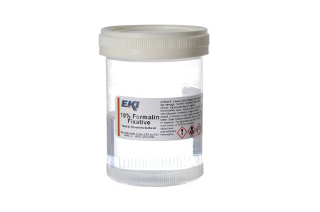 Ek Industries - Prefilled Formalin Container 60 mL Fill in 120 mL (4 oz.) Screw Cap Warning Label / Patient Information NonSterile - 24499-100X120ML