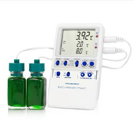 Control 3 Holdings LLC Traceable Excursion-Trac Datalogging Refrigerator / Freezer Thermometer Celsius -50° to 70°C 2 Bottle Probes Multiple Mounting Options Battery Operated - 6431