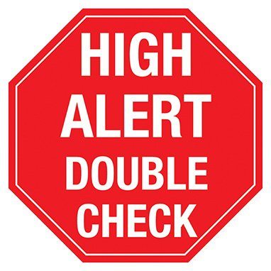 Indeed - Pre-Printed Label Warning Label Red Paper High Alert Double Check White Alert Label 2 Inch - 8354