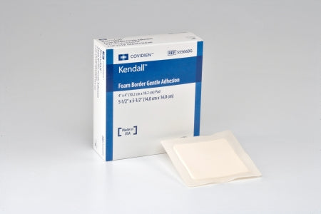 Cardinal Kendall Border Foam Gentle Adhesion Silicone Foam Dressing 5-1/2 X 5-1/2 Inch Square Silicone Adhesive with Border Sterile - 55566BG