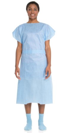 O&M Halyard Inc Patient Exam Gown One Size Fits Most Adult NonSterile Blue - 69766