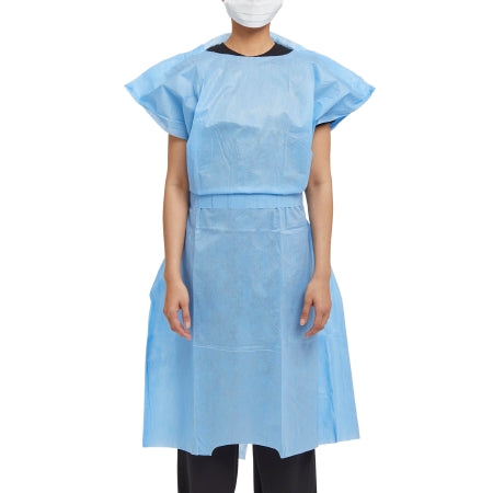 O&M Halyard - Patient Exam Gown One Size Fits Most Blue Disposable - 69766