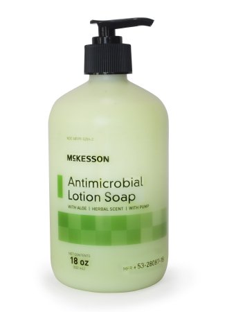 McKesson Antimicrobial Soap Lotion 18 oz. Pump Bottle Herbal Scent - 53-28087-18 12 Per Case