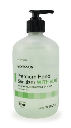 McKesson Premium Hand Sanitizer with Aloe 18 oz. Ethyl Alcohol Gel Pump Bottle - 53-27037-18 - Each
