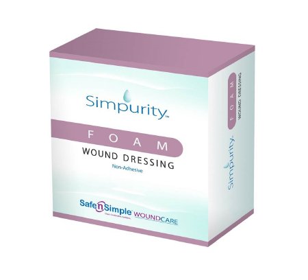 Safe N Simple Simpurity Foam Dressing 2 X 2 Inch Square Non-Adhesive without Border Sterile - SNS51W02